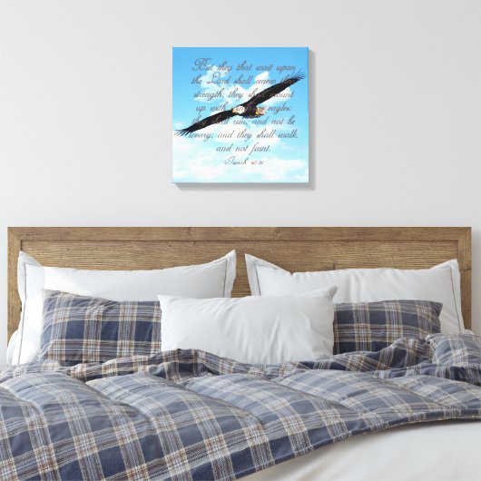 Wings as Eagles, Isaiah 40:31 Christelijke Bijbel Canvas Afdruk (Insitu (Slaapkamer))