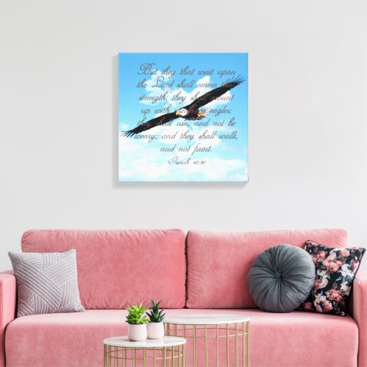 Wings as Eagles, Isaiah 40:31 Christelijke Bijbel Canvas Afdruk (Insitu (Woonkamer))
