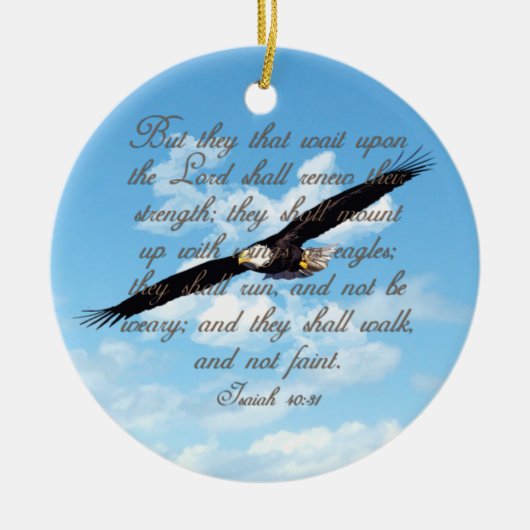 Wings as Eagles, Isaiah 40:31 Christelijke Bijbel Keramisch Ornament (Voorkant)