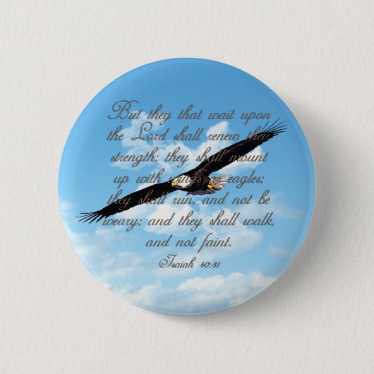 Wings as Eagles, Isaiah 40:31 Christelijke Bijbel Ronde Button 5,7 Cm (Voorkant)