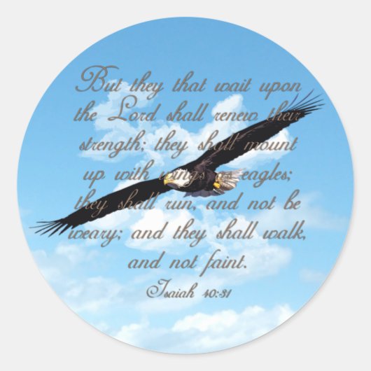 Wings as Eagles, Isaiah 40:31 Christelijke Bijbel Ronde Sticker (Voorkant)