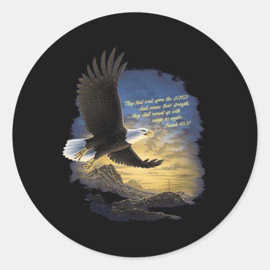 Wings as Eagles Jesaja 4031 Christelijk Ronde Sticker (Voorkant)