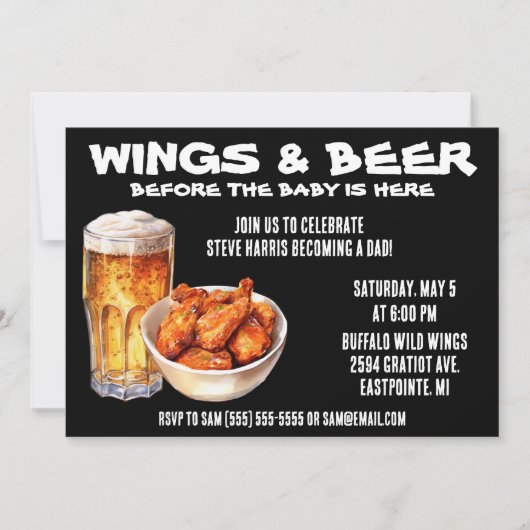 Wings & Beer Voor Baby is Hier! Papa Baby shower Kaart (Voorkant)