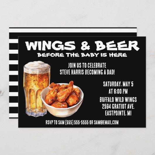 Wings & Beer Voor Baby is Hier! Papa Baby shower Kaart (Voorkant / Achterkant)