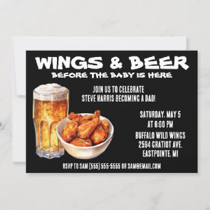 Wings & Beer Voor Baby is Hier! Papa Baby shower Kaart