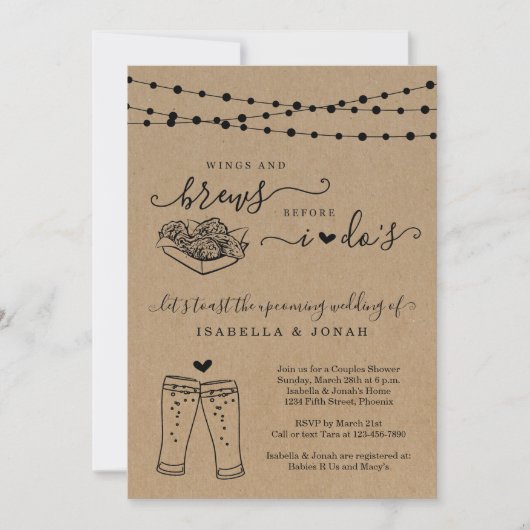 Wings & Brews voor ik het Vrijgezellenfeest van pa Kaart (Voorkant)