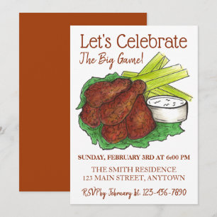 Wings Celebrate Big Game Football Tailgate Party Kaart