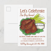 Wings Celebrate Big Game Football Tailgate Party Uitnodiging Briefkaart (Voorkant / Achterkant)
