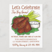Wings Celebrate Big Game Football Tailgate Party Uitnodiging Briefkaart (Voorkant)