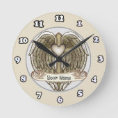 Wings Cross Heart Clock Ronde Klok (Voorkant)