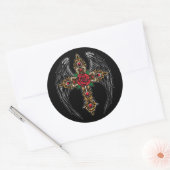Wings Crucifix en Flowers Ronde Sticker (Envelop)