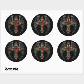 Wings Crucifix en Flowers Ronde Sticker (Vel)
