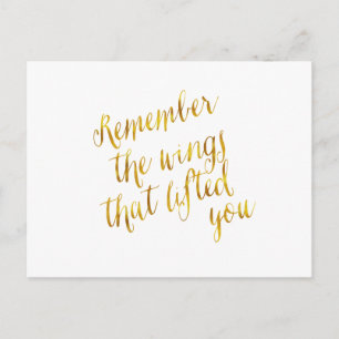 Wings die u optillen citeert Faux Gold Foil Briefkaart