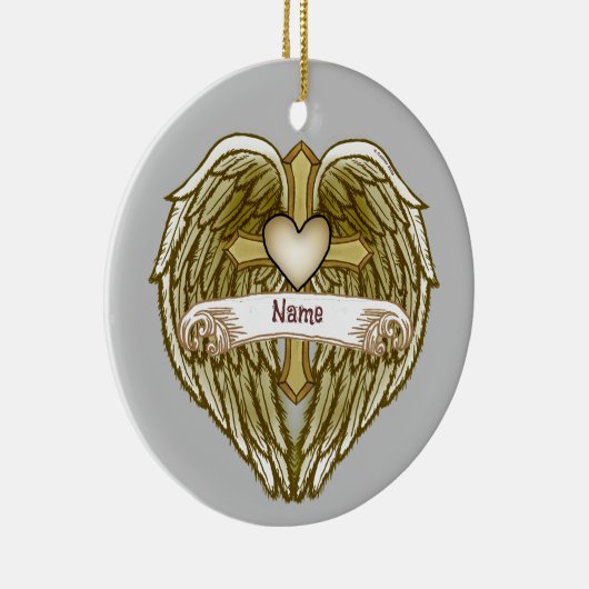 Wings Heart Christelijk Cross ornament (Rechts)