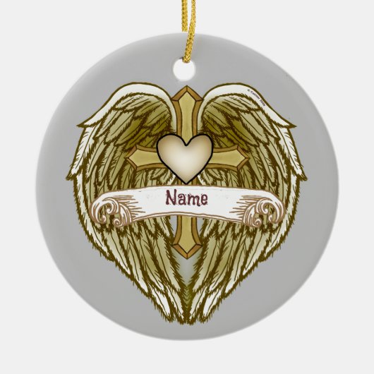 Wings Heart Christelijk Cross ornament (Voorkant)