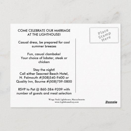 Wings Neck Lighthouse, Massachusetts Briefkaart (Achterkant)