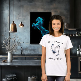 Wings of Freedom Vlinder Lijn Kunst T-Shirt