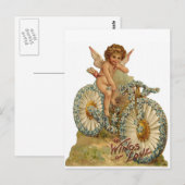 Wings of Love Cupid op A Bicycle Briefkaart (Voorkant / Achterkant)