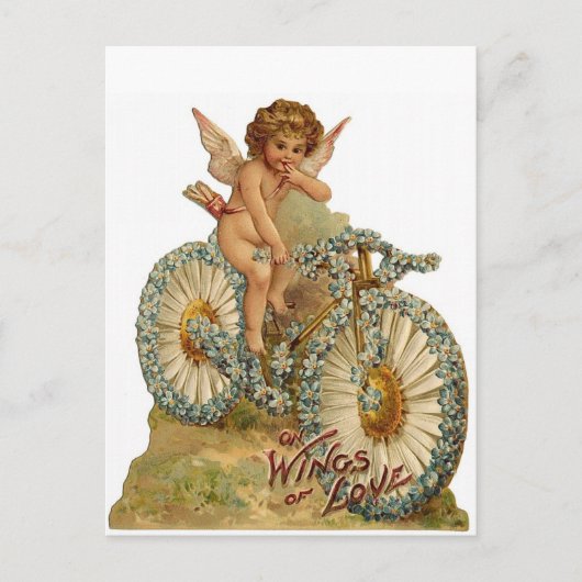 Wings of Love Cupid op A Bicycle Briefkaart (Voorkant)