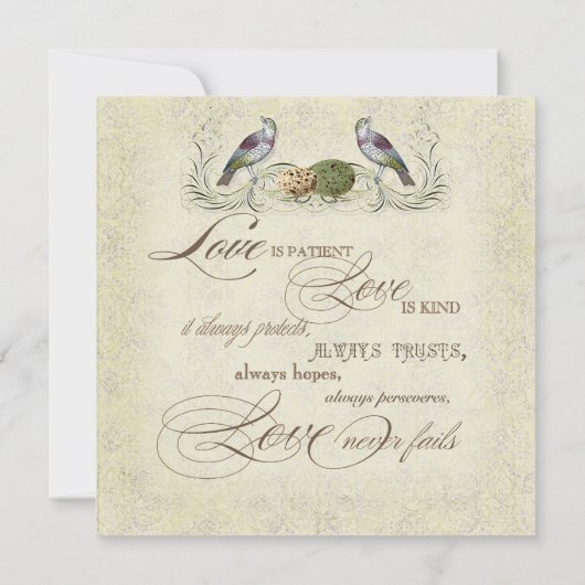 Wings of Love Invitation - Cream Tan Kaart (Achterkant)