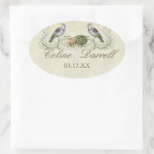 Wings of Love Invitation - Wedding Small Wine Labe Ovale Sticker (Tas)
