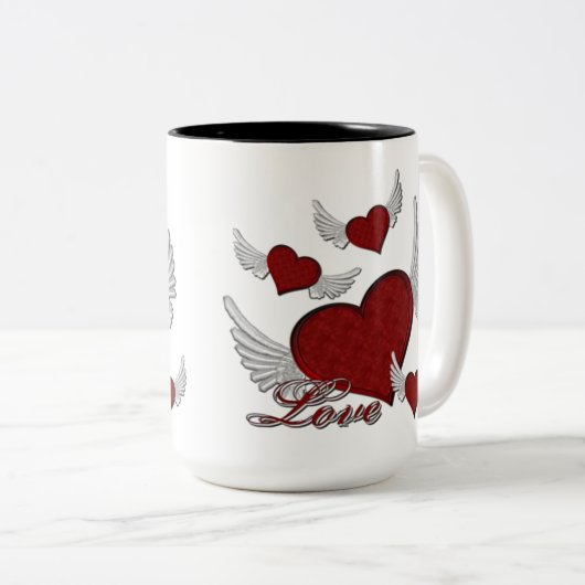 Wings of Love Red Logo Coffee Mok (Voorkant rechts)