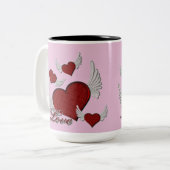 Wings of Love Red Logo roze koffie Mok (Voorkant links)