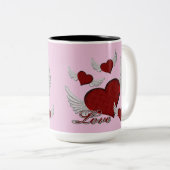 Wings of Love Red Logo roze koffie Mok (Voorkant rechts)