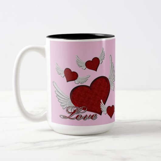 Wings of Love Red Logo roze koffie Mok (Links)