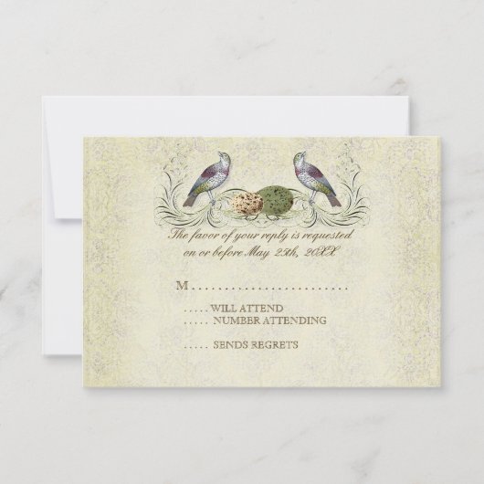 Wings of Love RSVP Response Card - Cream Tan (Voorkant)