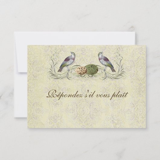 Wings of Love RSVP Response Card - Cream Tan Kaartje (Achterkant)