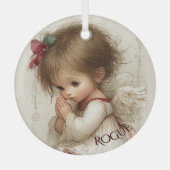 Wings of Prayer with Custom Name Glas Ornament (Voorkant)