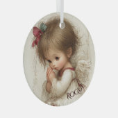 Wings of Prayer with Custom Name Glas Ornament (Voorkant Rechts)