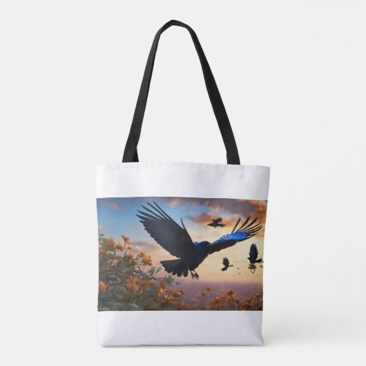 Wings of the Wind: The Crow and the Sparrow Tote Bag (Achterkant)