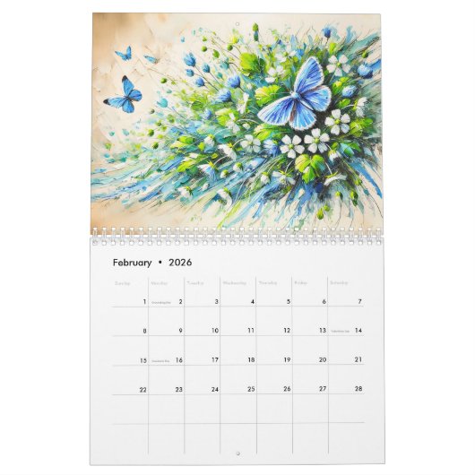 Wings & Petals – Modern Butterflies in Bloom 2026 Kalender (Feb 2026)