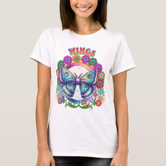 Wings Psychedelic Butterfly Bloem Frame T-shirt (Voorkant)
