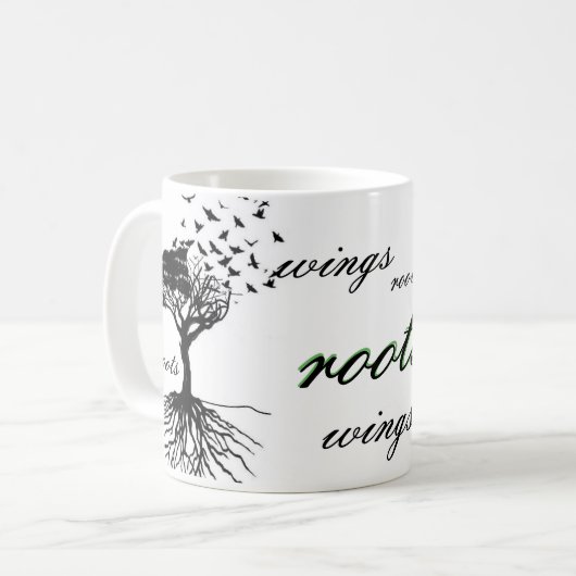 Wings & Roots Coffee Cup vogels vliegende Mok Home (Voorkant links)