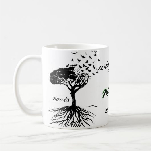 Wings & Roots Coffee Cup vogels vliegende Mok Home (Links)
