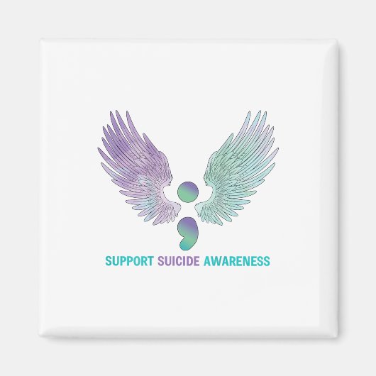 Wings Semicolon Ondersteuning Zelfmoord Bewustzijn Magneet (Voorkant)