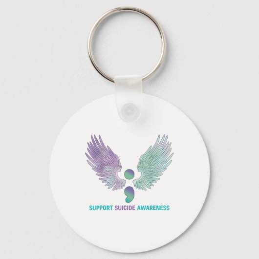 Wings Semicolon Ondersteuning Zelfmoord Bewustzijn Sleutelhanger (Voorkant)