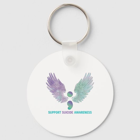 Wings Semicolon Ondersteuning Zelfmoord Bewustzijn Sleutelhanger (Voorkant)