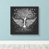 Wings To Fly and Tree met Wortels Wrapped Canvas (Insitu (Houten vloer))