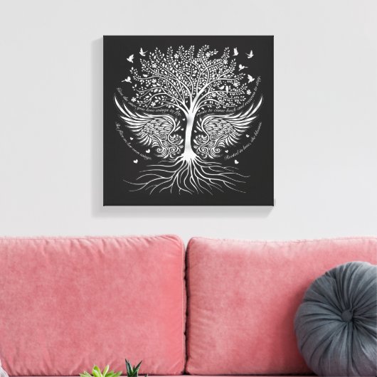 Wings To Fly and Tree met Wortels Wrapped Canvas (Insitu (Woonkamer))