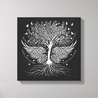 Wings To Fly and Tree met Wortels Wrapped Canvas Afdruk