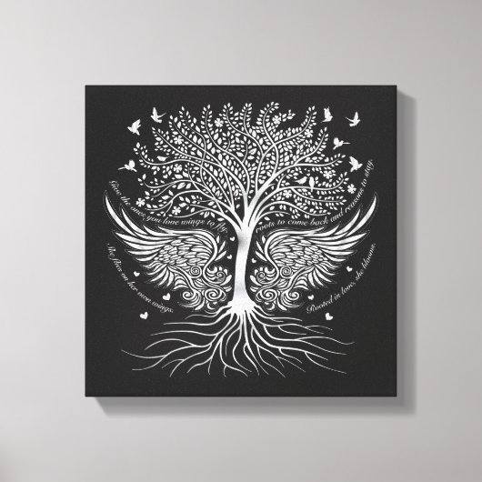 Wings To Fly and Tree met Wortels Wrapped Canvas Afdruk (Voorkant)