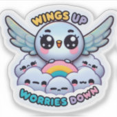 Wings Up Worries Down Sticker (Voorkant)