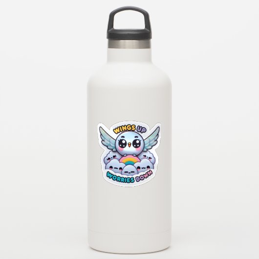 Wings Up Worries Down Sticker (Waterfles)