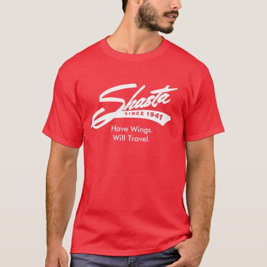 Wings zal reizen - Shasta Camper Trailer T-shirt (Voorkant)