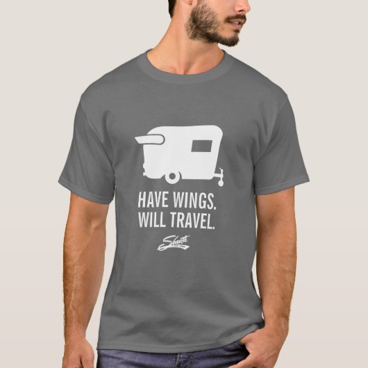 Wings zal reizen - Shasta Camper Trailer T-shirt (Voorkant)