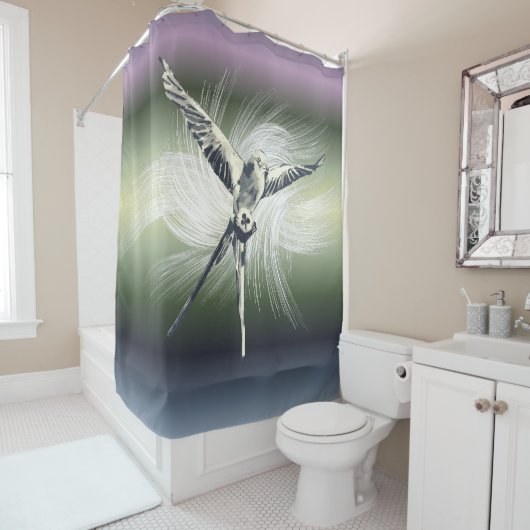 Wingspan geïnspireerd bordspel tafelblad gamer pas douchegordijn (In situ)